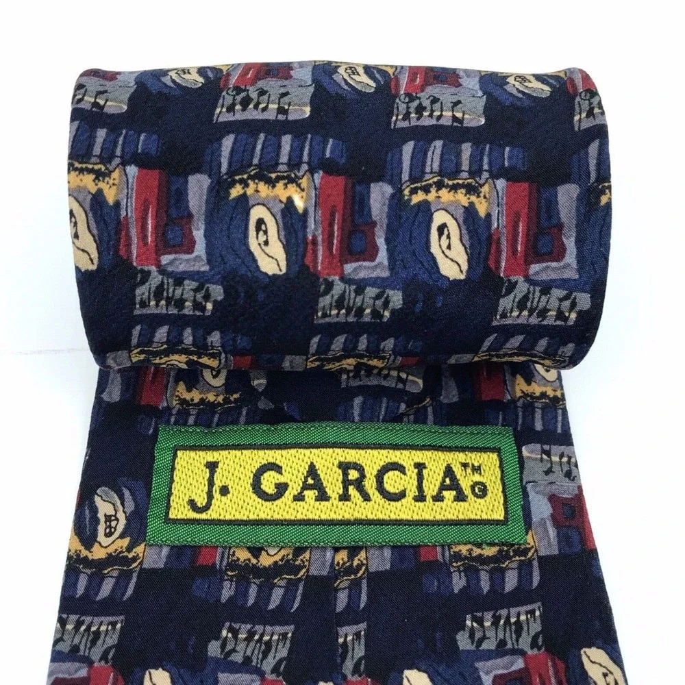 Jerry J. Garcia Tie Blue Opaque Multicolor Artist Silk Collector Necktie 56